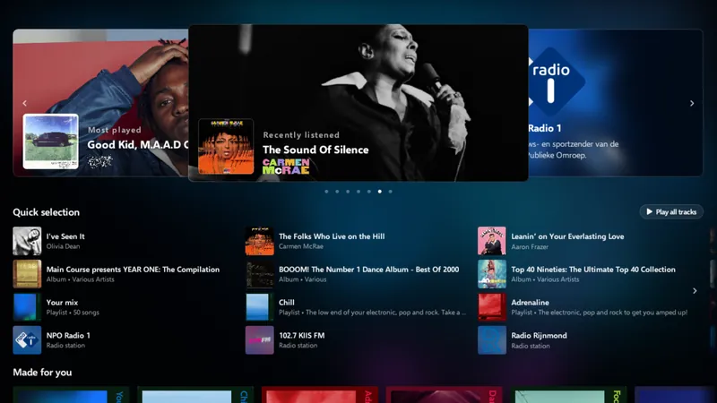 rpm on Android TV: the home screen
