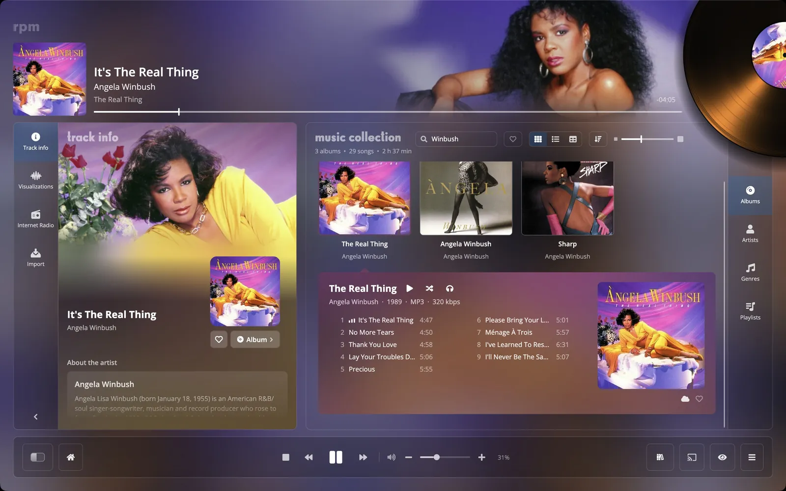 rpm while a record plays, coloured from its artwork