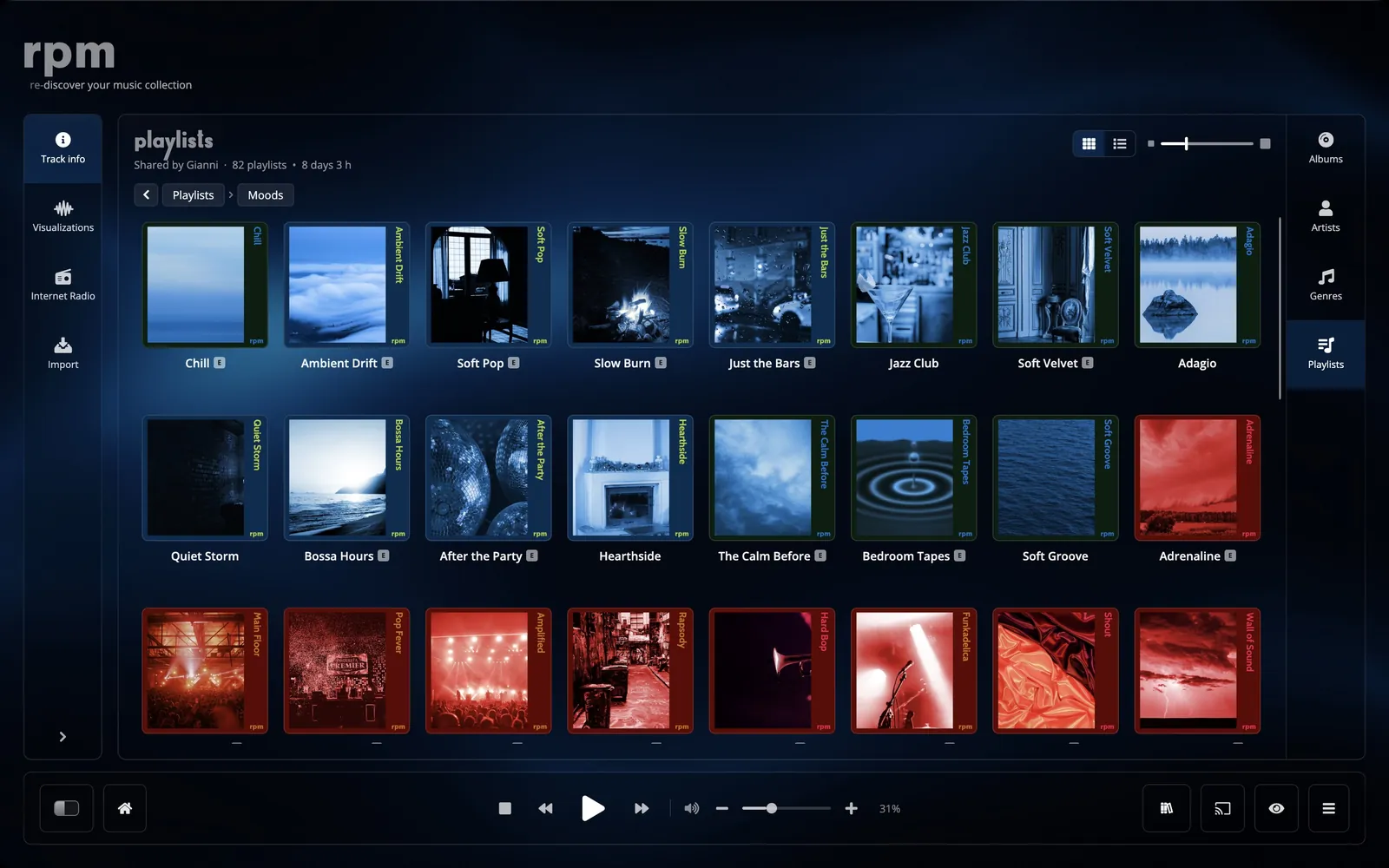 Playlists in rpm, with the mood playlists